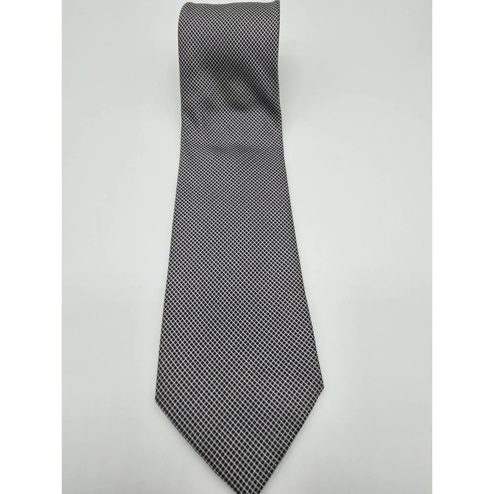 Nautica Tie Men's Black Gray Silk Geometric Tie Long Necktie 61